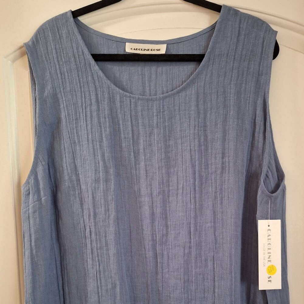 CAROLINE ROSE 100% Linen Blue Mist Tank – Size 2X
